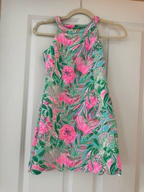 Lilly Pulitzer Neon Pink & Green Floral Halter Dress